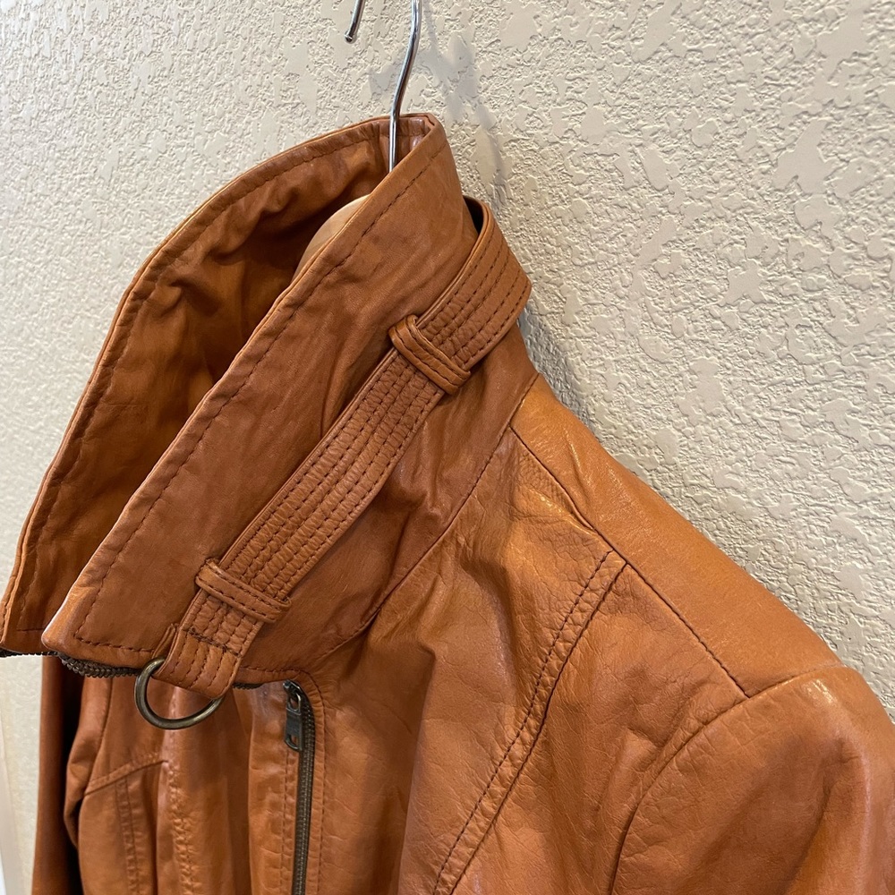 Marc New York/Andrew Marc Leather Bomber  Jacket Women Size Large Chestnut Brown